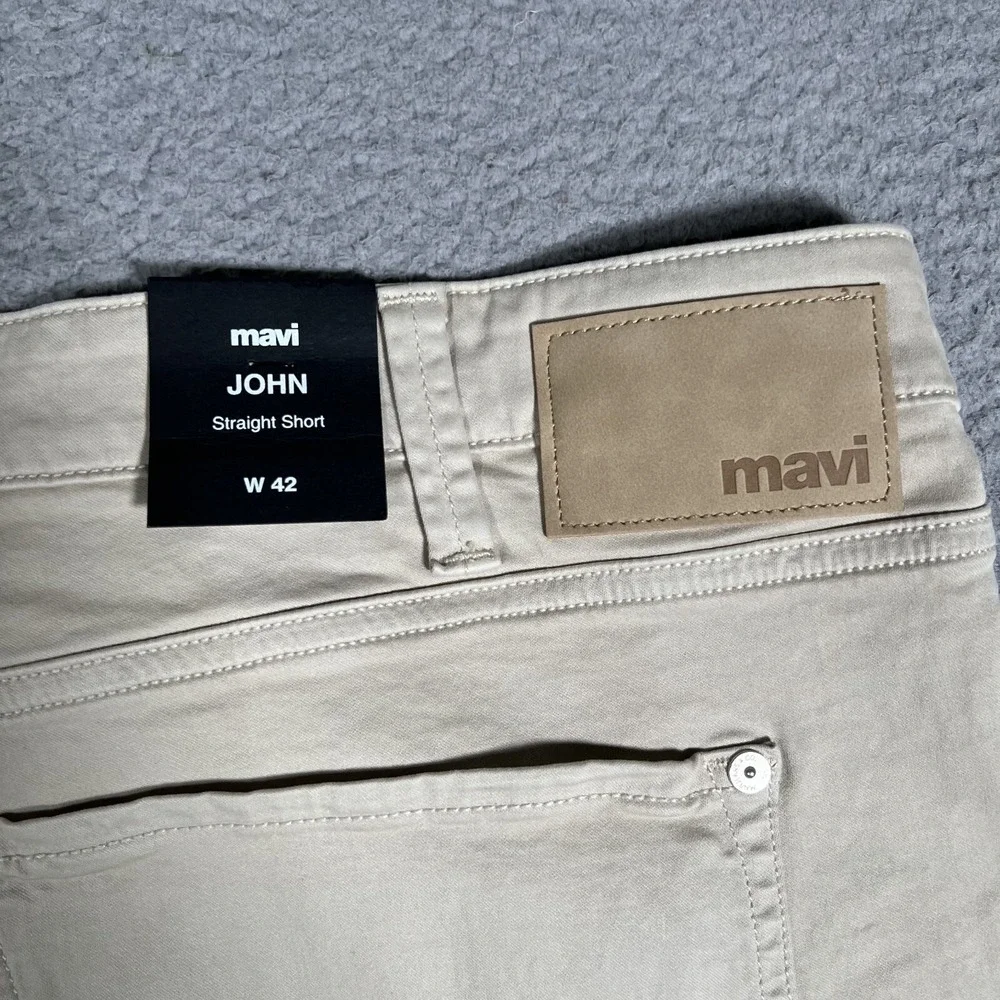 Mavi Shorts Mens 42 Stone Twill John 5 Pocket Chino Straight Fit Casual Logo NWT